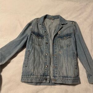 Free People oversized studded jean jacket